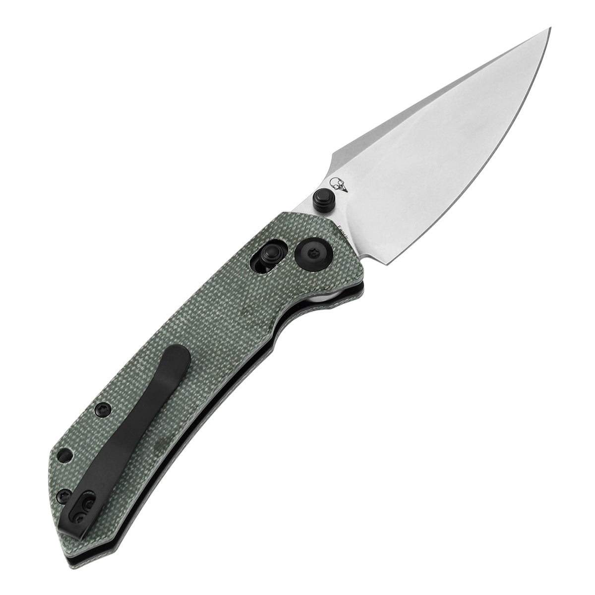 Tenable Fenrir Cross Bar Lock Folding Knife| Green Micarta | 3.48" Stonewashed Nitro-V Blade | Sparrow Knife Design | T1034V1