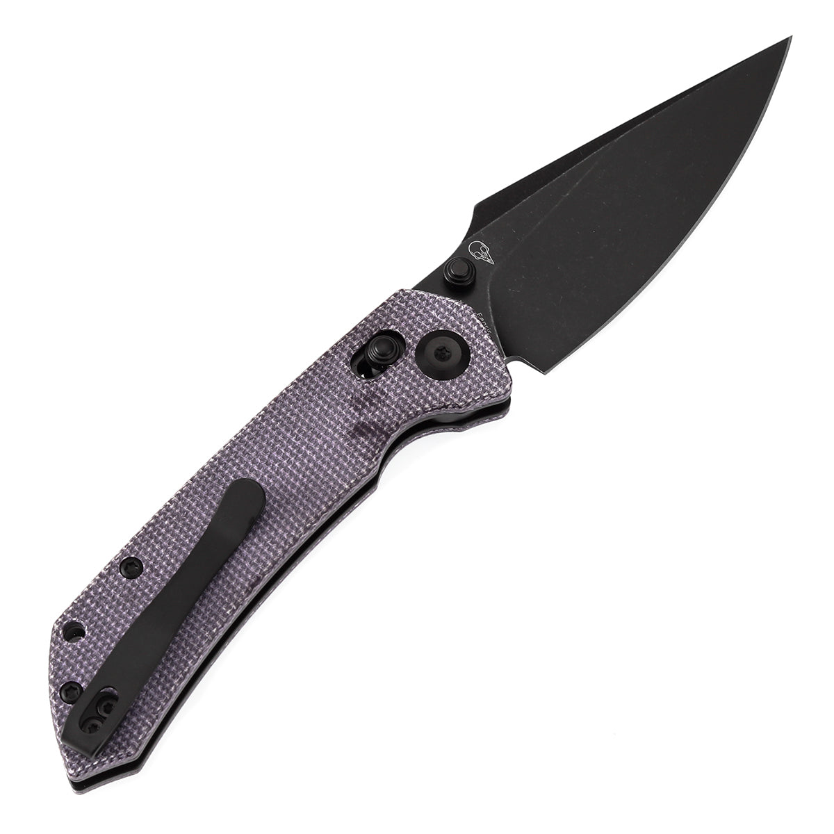 Tenable Fenrir Cross Bar Lock Folding Knife| Purple Micarta | 3.48" Blackwashed Nitro-V Blade | Sparrow Knife Design | T1034V4