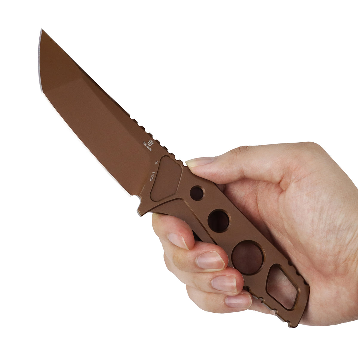 Tenable Zues Fixed Blade Knife | 3.95“ Rose Gold D2 Steel Blade & Handle | Frank Grissom Design - G021A3