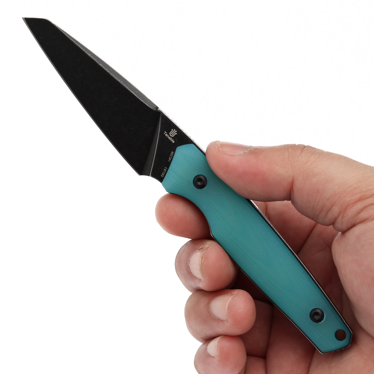 Tenable Parr Outdoor Fixed Blade Knife - Tiffany Blue G10 Handle - 3.12" Blackwash 14C28N Blade - Jonathan Styles Design - G011B3