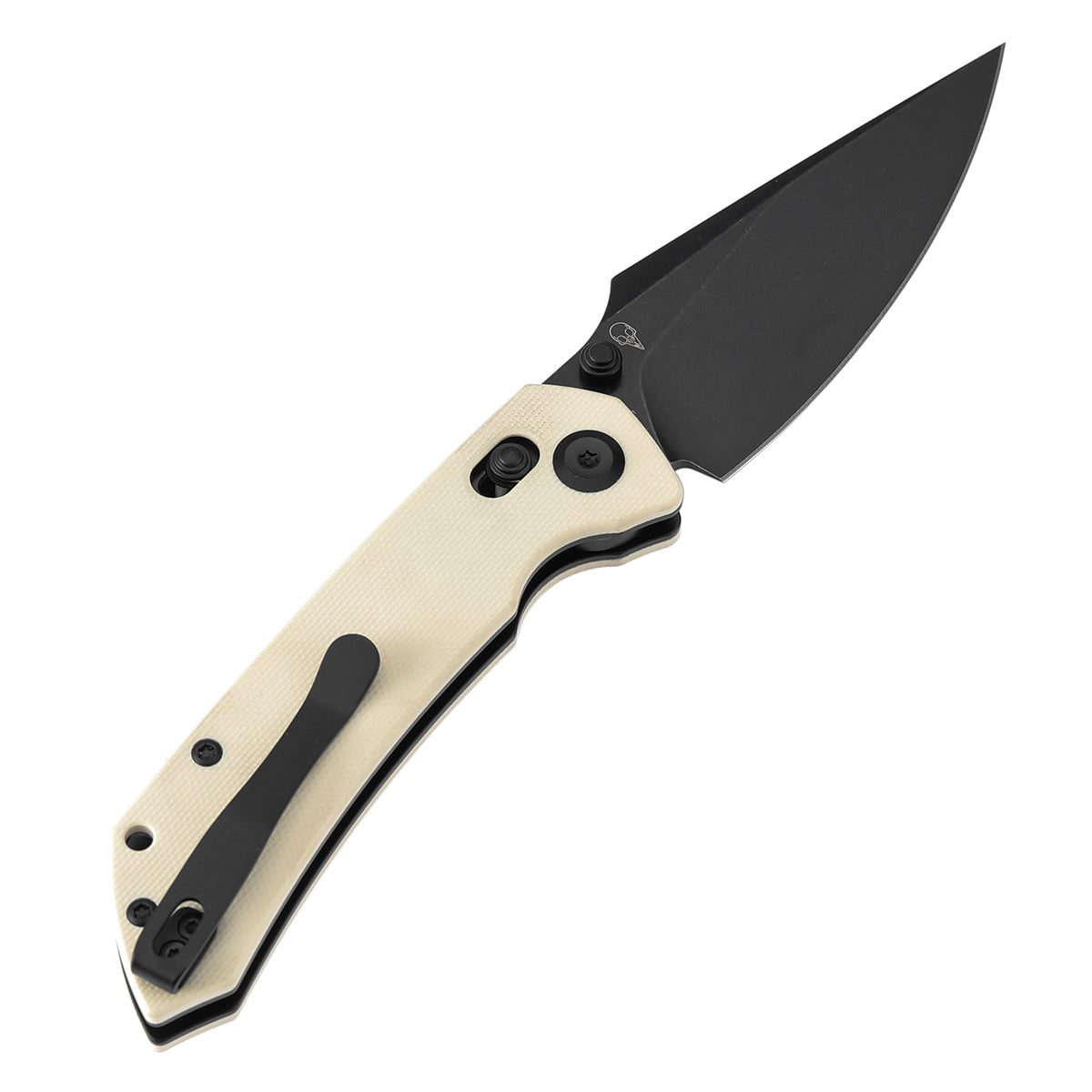 Tenable Fenrir Cross Bar Lock Folding Knife| Ivory White G10 | 3.48" Blackwashed Nitro-V Blade | Sparrow Knife Design | T1034V11