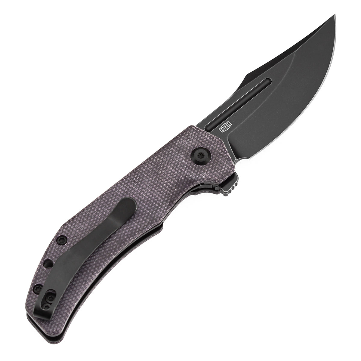 Tenable Orion Liner Lock | Purple Micarta Handle | 3.07" Blackwashed 14C28N | JB Stout Design | B1089A2