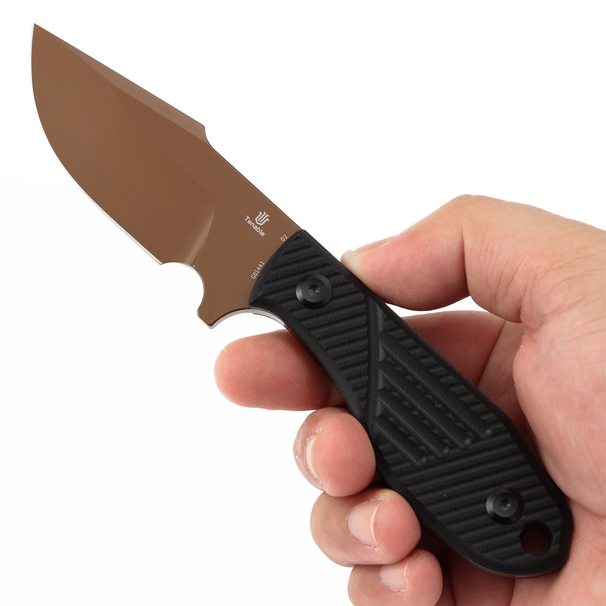 Tenable Tiny Dancer Fixed Blade – Black G10 Handle – 3.17" Rose Gold Coated D2 Blade – JB Stout Design – G014A1