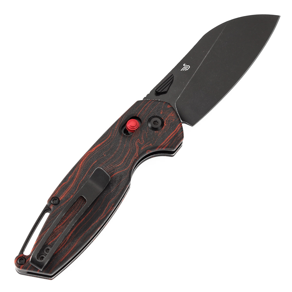 Tenable Model 6 Cross Bar Lock | Red & Black G-mascus Handle | 3.1" Blackwash 14C28N Blade | Nick Swan Design--T1022V7