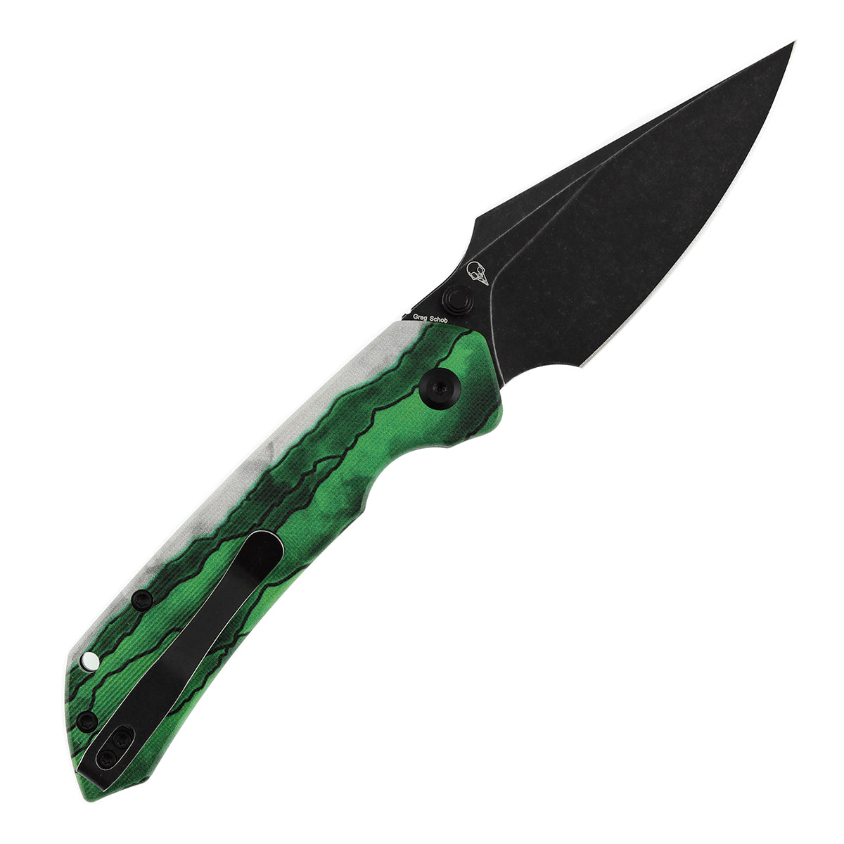 Tenable Fenrir Top Liner Lock Folding Knife| 3.4“ Blackwash D2 Blade | Jade G10 with Green Misty Mountain Inspired Pattern Handle | Sparrow Knife Design | B1034H12