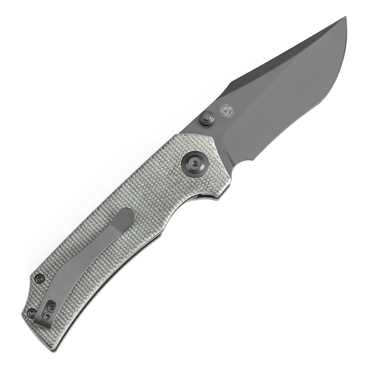 Tenable Fermi Folding Knife Green Micarta Handle (3.11'' Grey TiCn Coated 14C28N Blade) Burchtree Designs-T1122A4