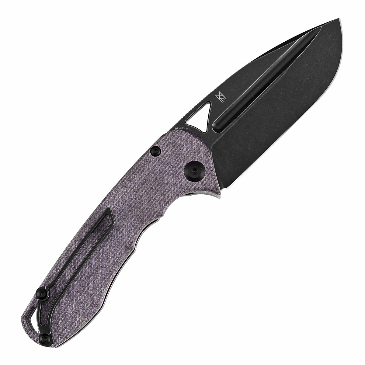 Pre-order: Ships on the Nov. 21st - Tenable Bömbur Folding Knife Purple Micarta Handle (3.53'' Blackwashed D2 Blade) Midgards Messer Design--T1054A6
