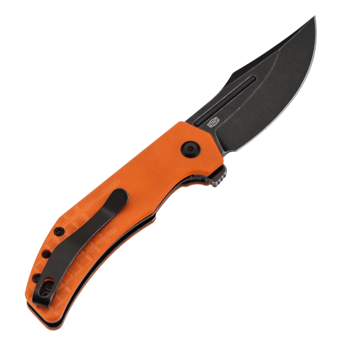 Tenable Orion Liner Lock | Orange G10 with Frag Pattern | 3.07" Blackwashed 14C28N | JB Stout Design | B1089A5