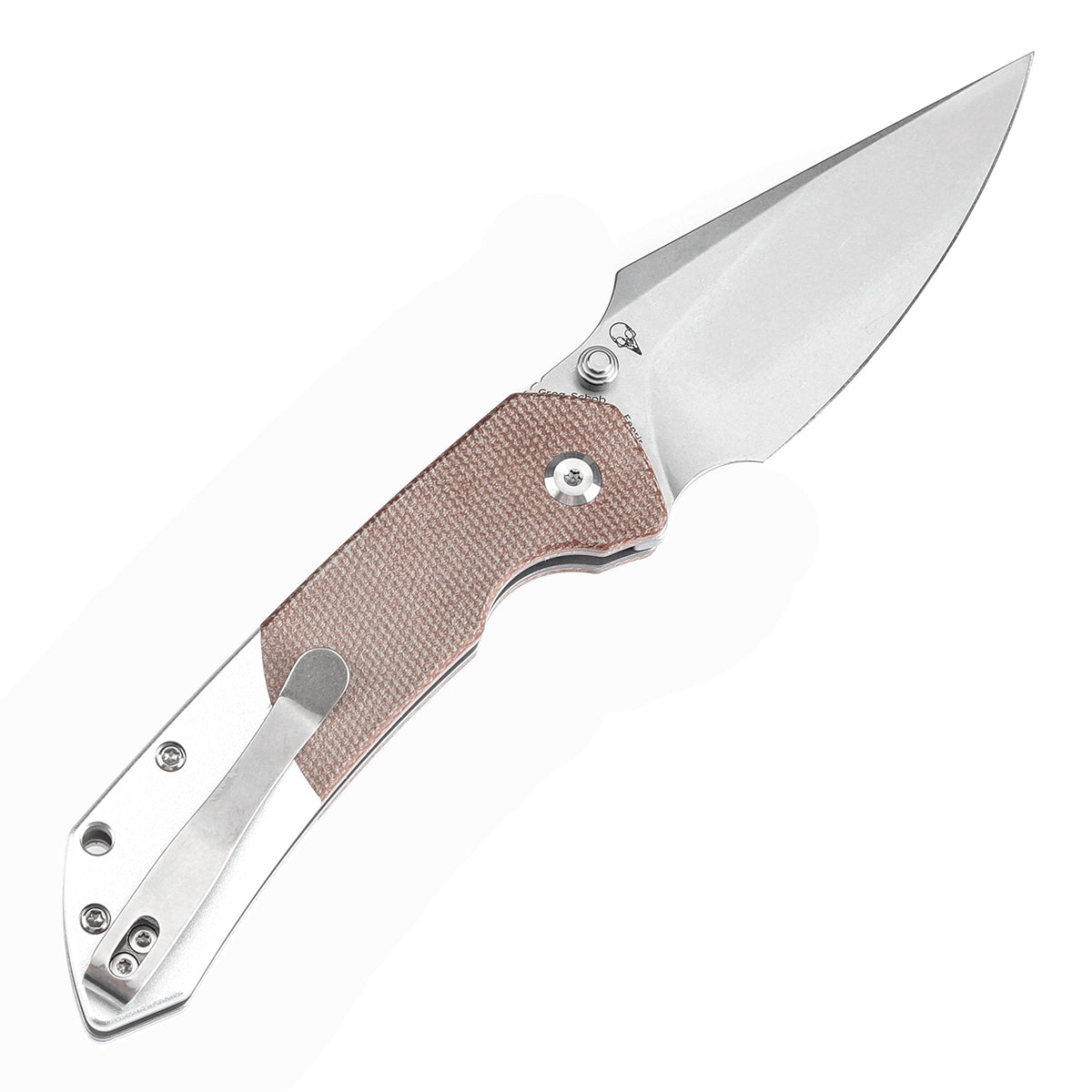 Going Gear Exclusive Tenable Fenrir Button Lock Knife Brown Micarta & Plain Aluminum Handle (3.4" Rose Gold 14C28N) T1034S4