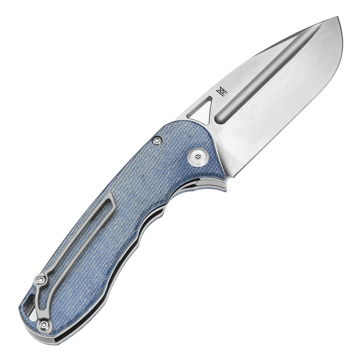 Tenable Bömbur Folding Knife Blue Micarta Handle (3.53'' Stonewashed D2 Blade) Midgards Messer Design--T1054A5