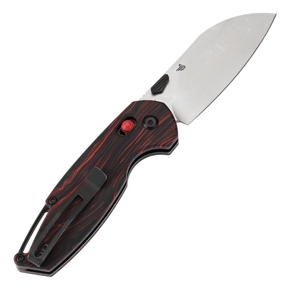 Tenable Model 6 Cross Bar Lock | Red & Black G-mascus Handle | 3.1" Stonewashed 14C28N Blade | Nick Swan Design--T1022V8