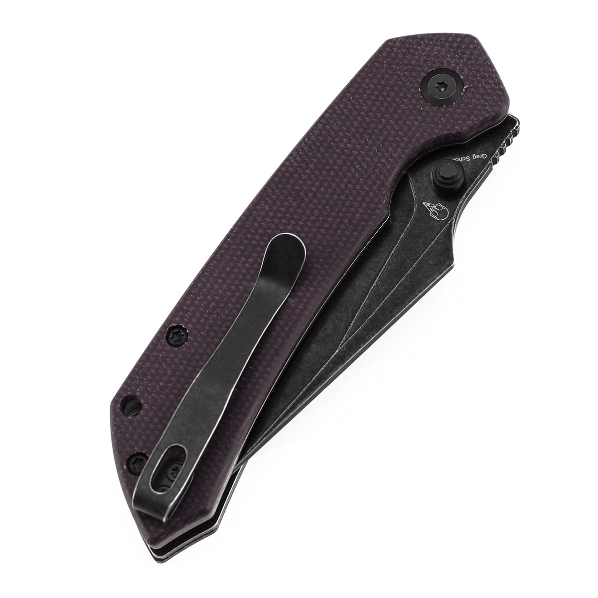 Tenable Fenrir Top Liner Lock Folding Knife| Purple Micarta | 3.48“ Blackwashed Nitro-V Blade | Sparrow Knife Design | B1034H1