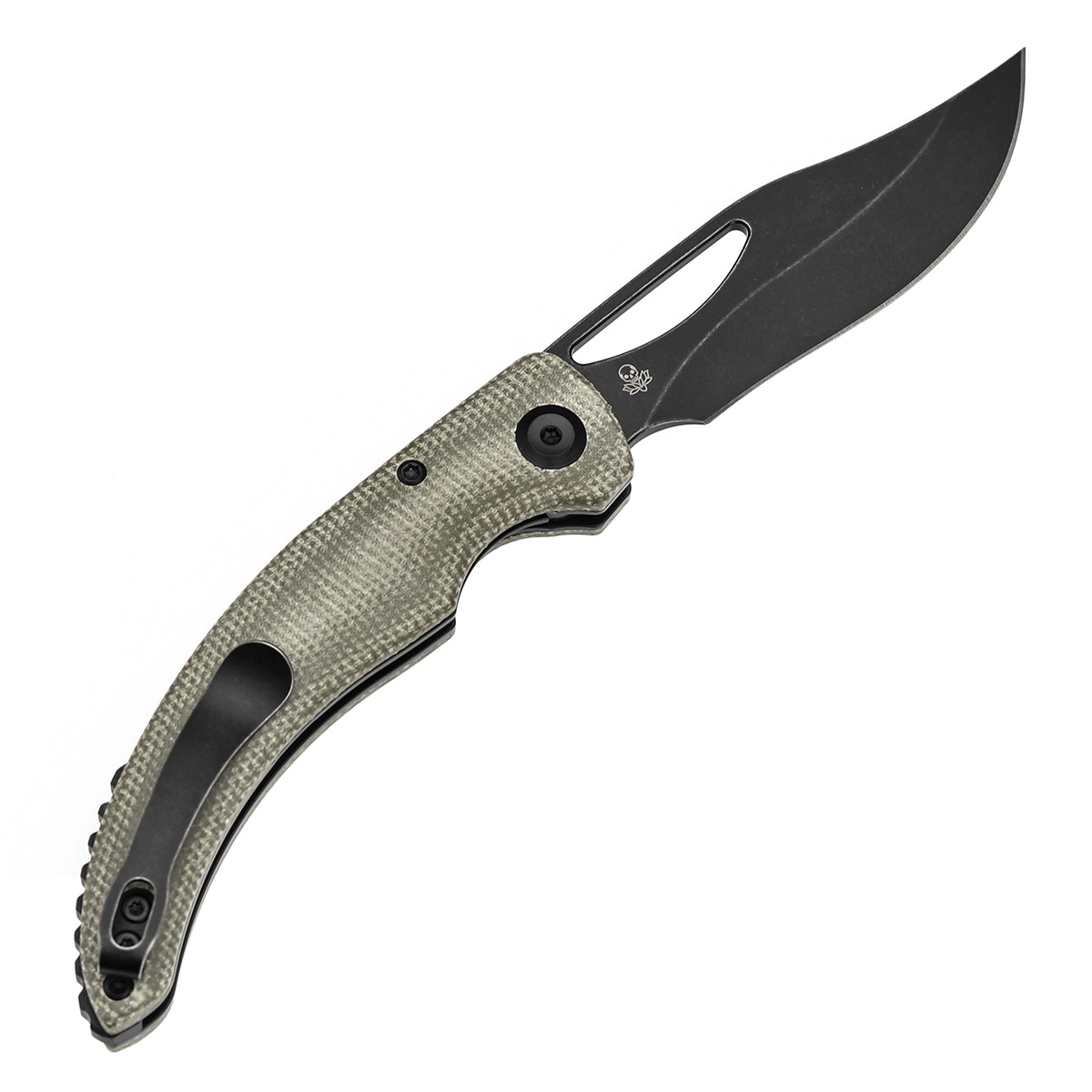 Tenable Gideon Folding Knife - 3.5'' Blackwash Nitro V Blade -Green Micarta Handle - Dead Sober Design - T1119A6