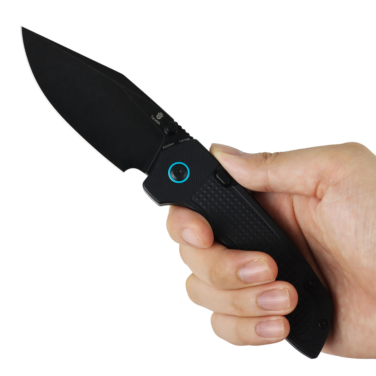 Tenable Entity Top Liner Lock Folding Knife | 3.52“ Blackwash 14C28N Blade | Black G10 Handle | Nalu Knives Design - B1036H3