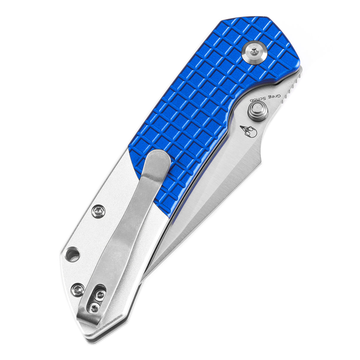 WMK Exclusive Tenable Fenrir Folding Knife Button Lock Blue Frag G10 & Aluminum 14c28n Blade T1034S1