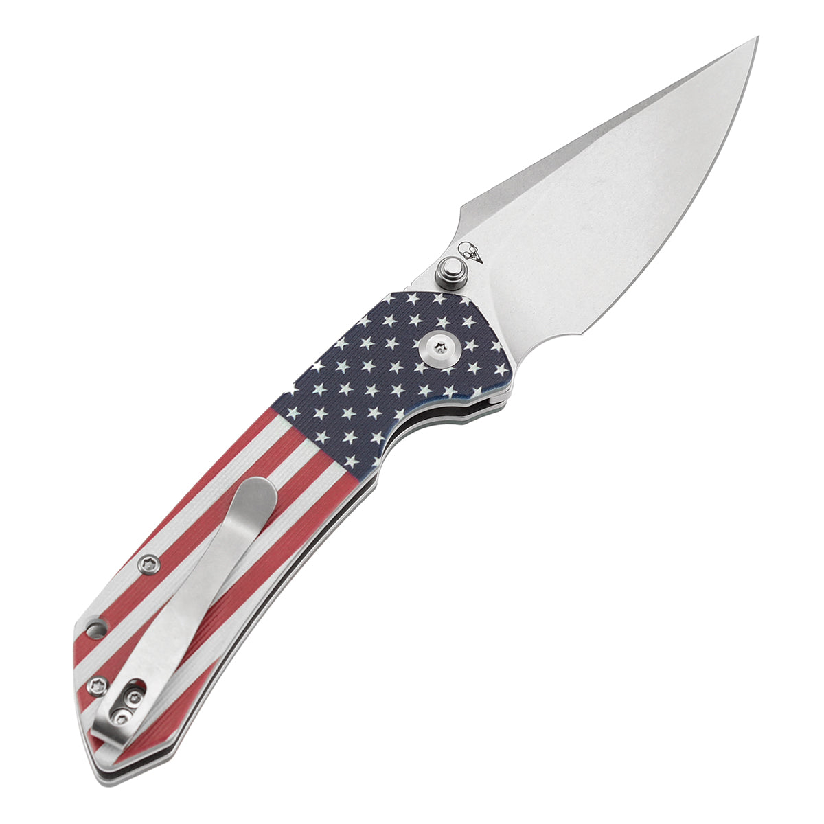 Tenable Fenrir Button Lock Knife | Jade G10 with American Flag Handle | 3.45" Stonewashed 14C28N | Sparrow Knife Design | T1034F8