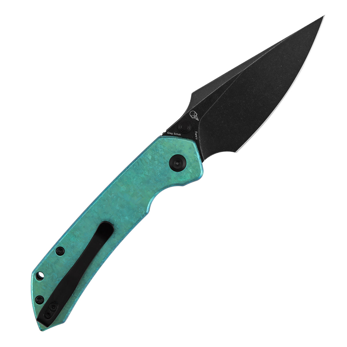 Tenable Fenrir Top Liner Lock Folding Knife | 3.4" Blackwash Nitro-V Blade | Green Anodized Crystallized Titanium Handle | Sparrow Knife Design - B1034H20