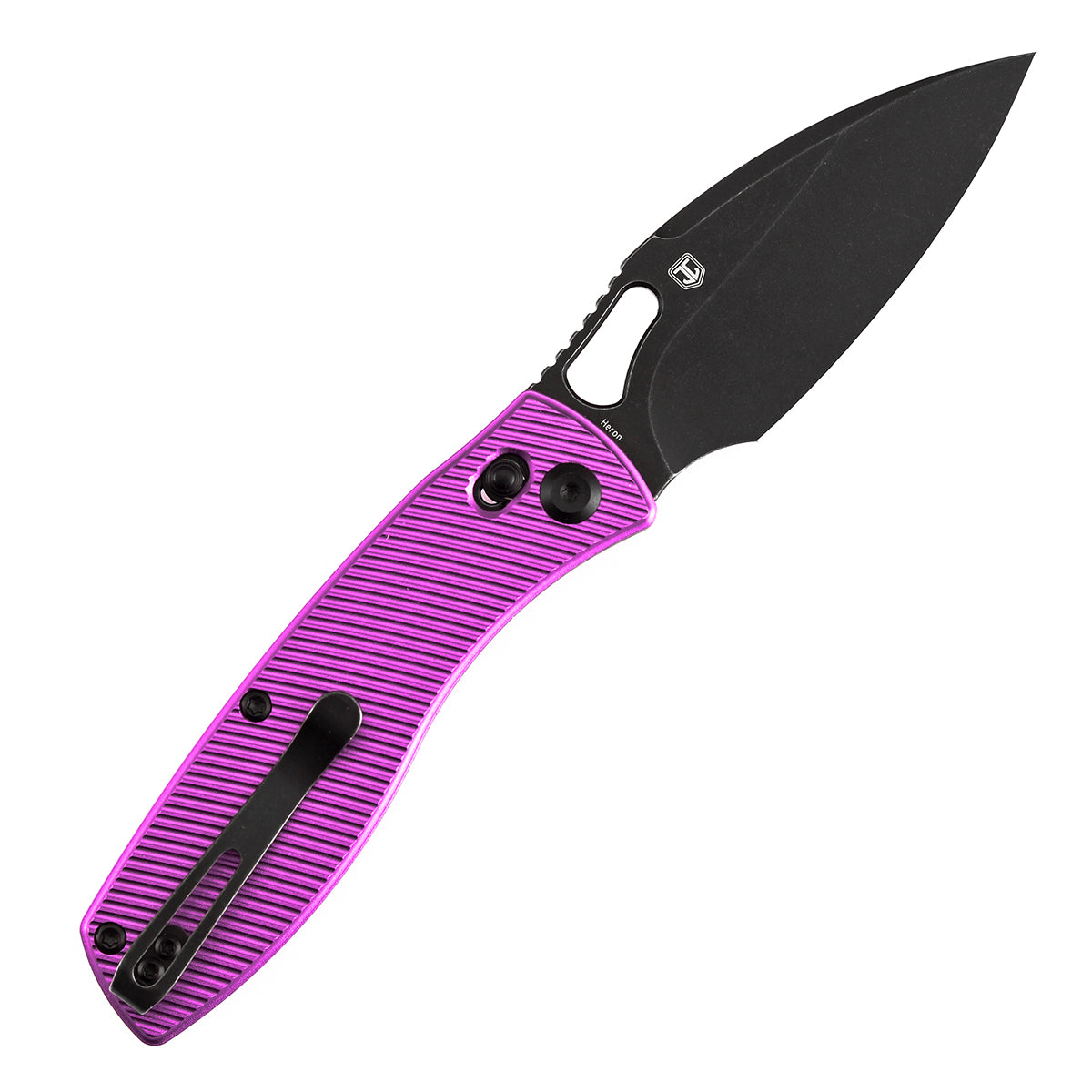 Pre Order | Heron Folding Knife - 3.13" Nitro-V Blade | Purple Aluminum Handle | Johan Jordaan- B2124V1