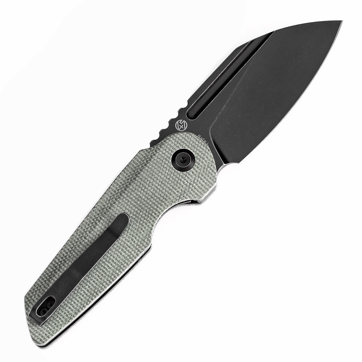 Tenable Rafe L Folding Knife Green Micarta Handle (3.19" Black Stonewashed 14C28N Blade) 4T5 Design--T1048A1