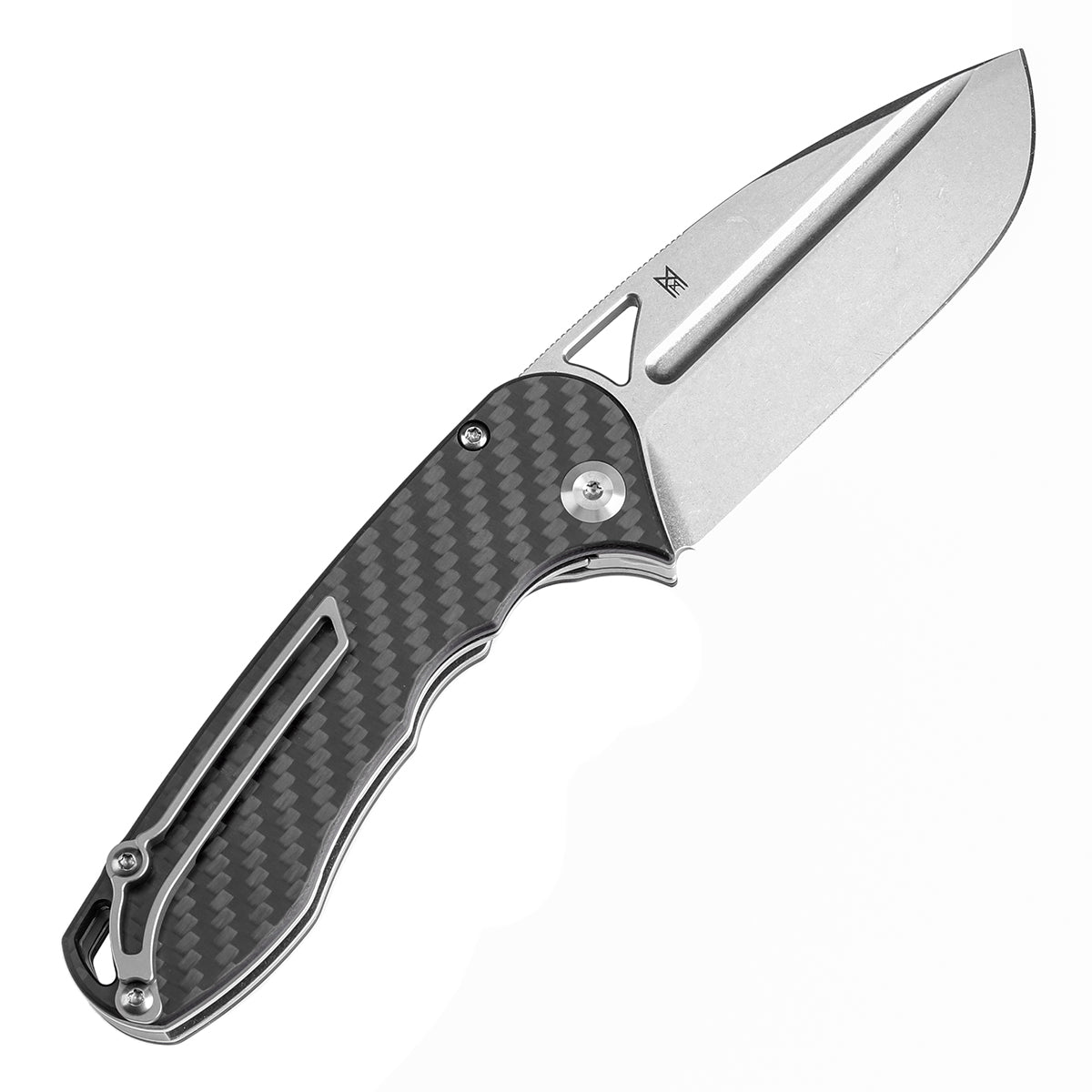 Pre-order: Ships on the Nov. 21st - Tenable Bömbur Folding Knife Twill Carbon Fiber Handle (3.53'' Stonewashed D2 Blade) Midgards Messer Design--T1054A3