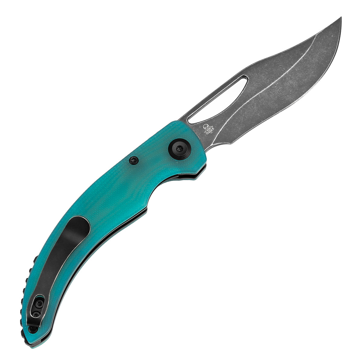 Tenable Gideon Folding Knife - 3.5'' Blackwash Nitro V Blade - Tiffany Blue G10 Handle - Dead Sober Design - T1119A5