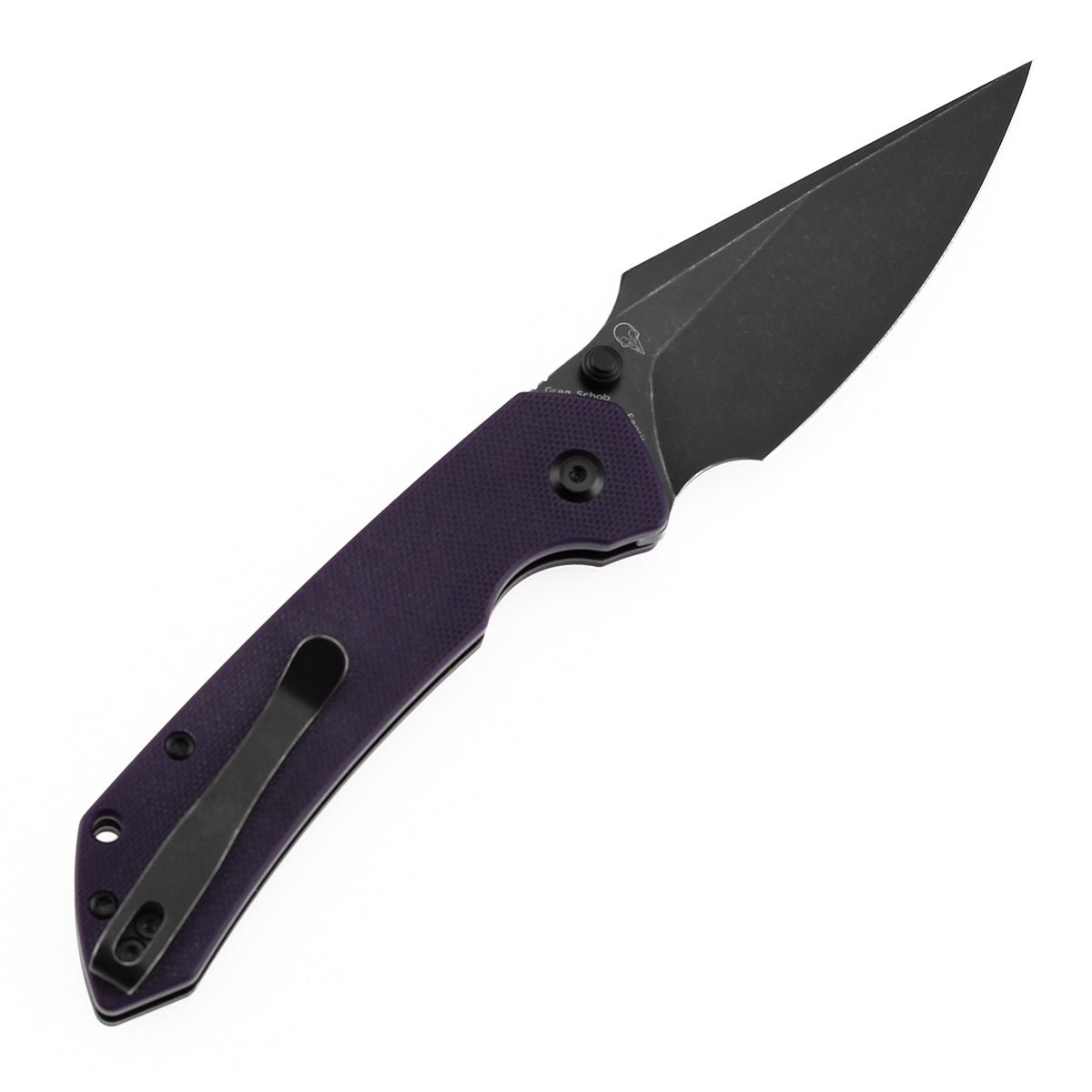 Tenable Fenrir Button Lock Knife | Purple G10 Handle | 3.45" blackwashed 14C28N | Sparrow Knife Design | T1034F10