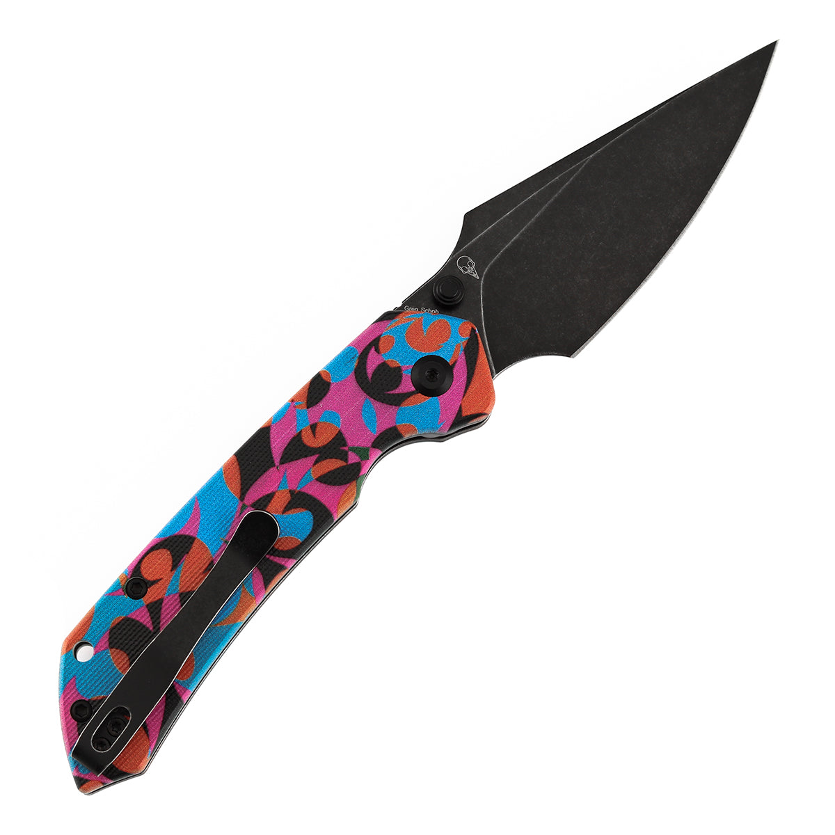 Tenable Fenrir Top Liner Lock Folding Knife| 3.4“ Blackwash D2 Blade | Jade G10 with Multicolor Camouflage Pattern Handle | Sparrow Knife Design | B1034H15