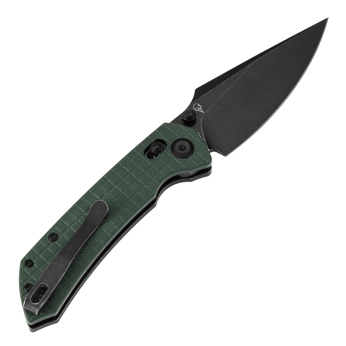 Tenable Fenrir Cross Bar Lock Folding Knife| Green G10 with Frag Pattern | 3.48" Blackwashed Nitro-V Blade | Sparrow Knife Design | T1034V12