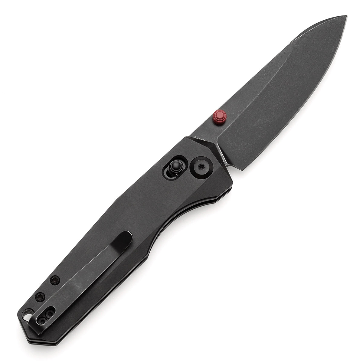 Tenable Beaver Cross Bar Lock Folding Knife Black Anodized Aluminum Handle (3.44'' Blackwash Nitro-V Blade) Kim Ning Design-T1105V5
