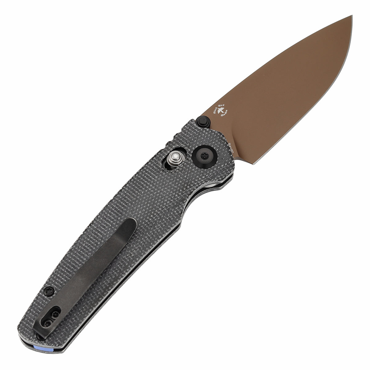 Tenable Raven Cross Bar Lock Folding Knife | 3.14" Rose Gold Coated 14C28N Blade| Black Micarta Handle | Black Bird Blades Design - T2109V6