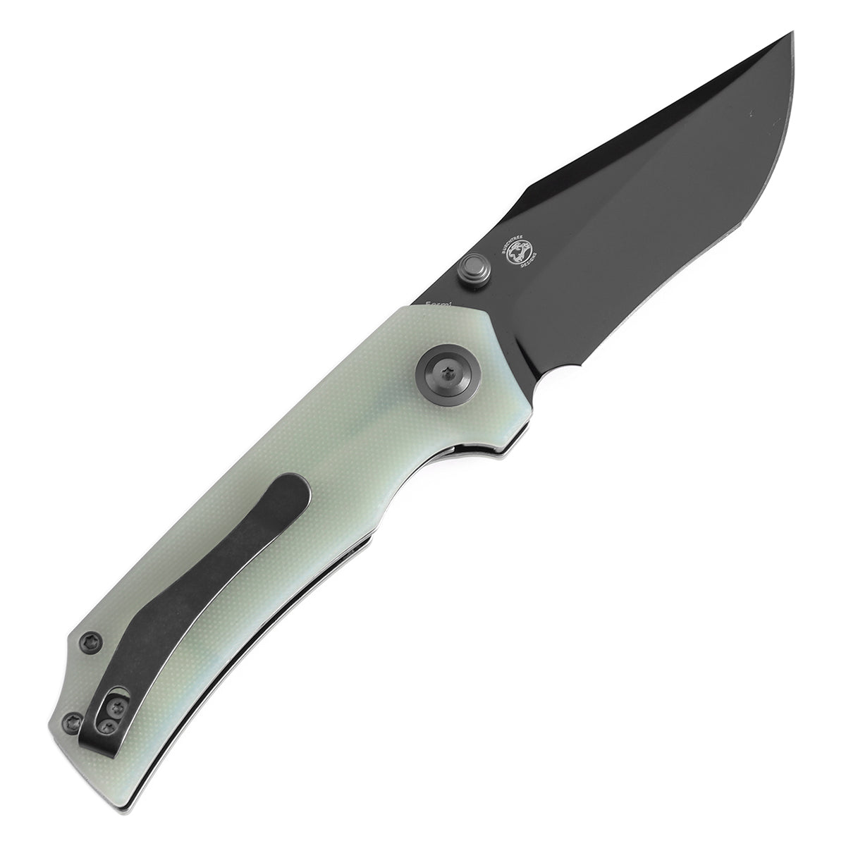 Tenable Fermi Folding Knife Jade G10 Handle (3.11'' Black TiCn Coated 14C28N Blade) Burchtree Designs-T1122A2