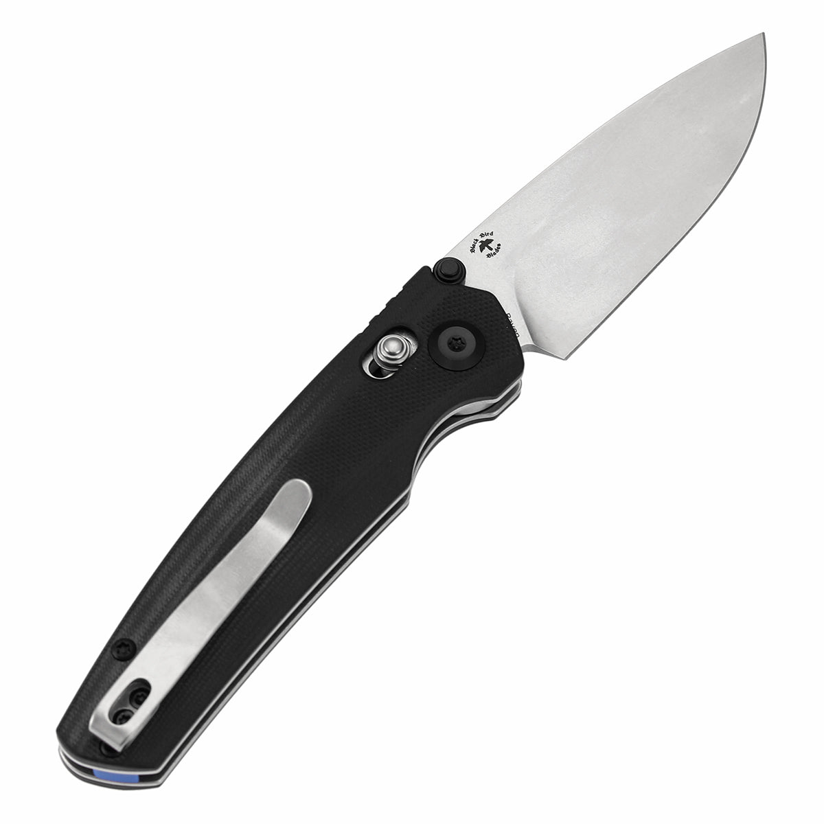 Tenable Raven Cross Bar Lock Folding Knife | 3.14" Stonewashed 14C28N Blade | Black G10 Handle | Black Bird Blades Design - T2109V4