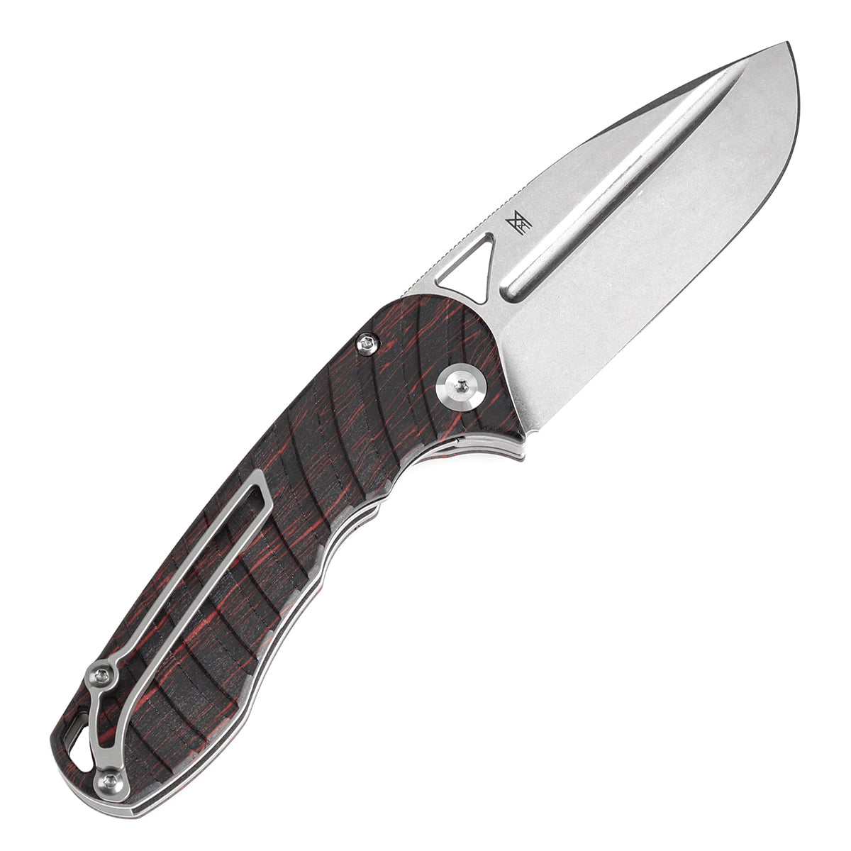 Pre-order: Ships on the Nov. 21st - Tenable Bömbur Folding Knife Black and Red G-mascus Handle (3.53'' Stonewashed D2 Blade) Midgards Messer Design--T1054C1