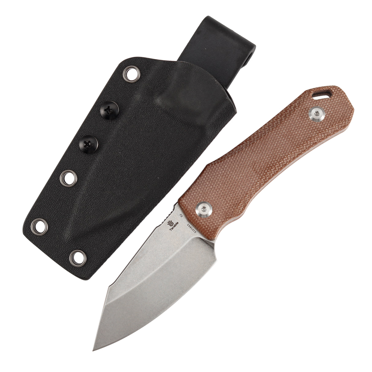 Tenable Loki Fixed Blade Knife |2.99" Stonewashed D2 Blade | Brown Micarta Handle | Steven Dunnuck Design | G1058A5
