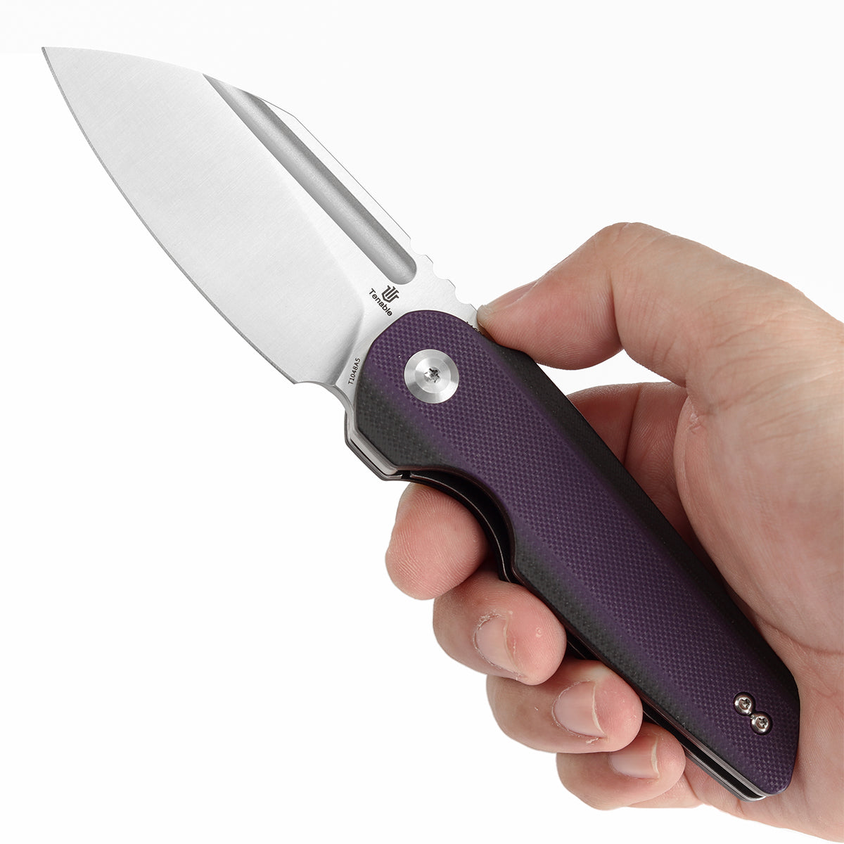 Tenable Rafe L Folding Knife Purple and Black G10 Handle (3.19" Satin 14C28N Blade) 4T5 Design--T1048A5