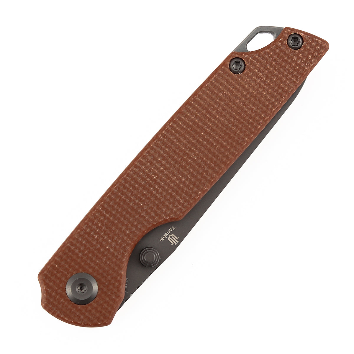 Tenable Mini Warrior Liner Lock Knife | 2.9" Gray TiCn Coated Nitro-V Blade | Brown Micarta Handle | Kim Ning Design - B2005A3