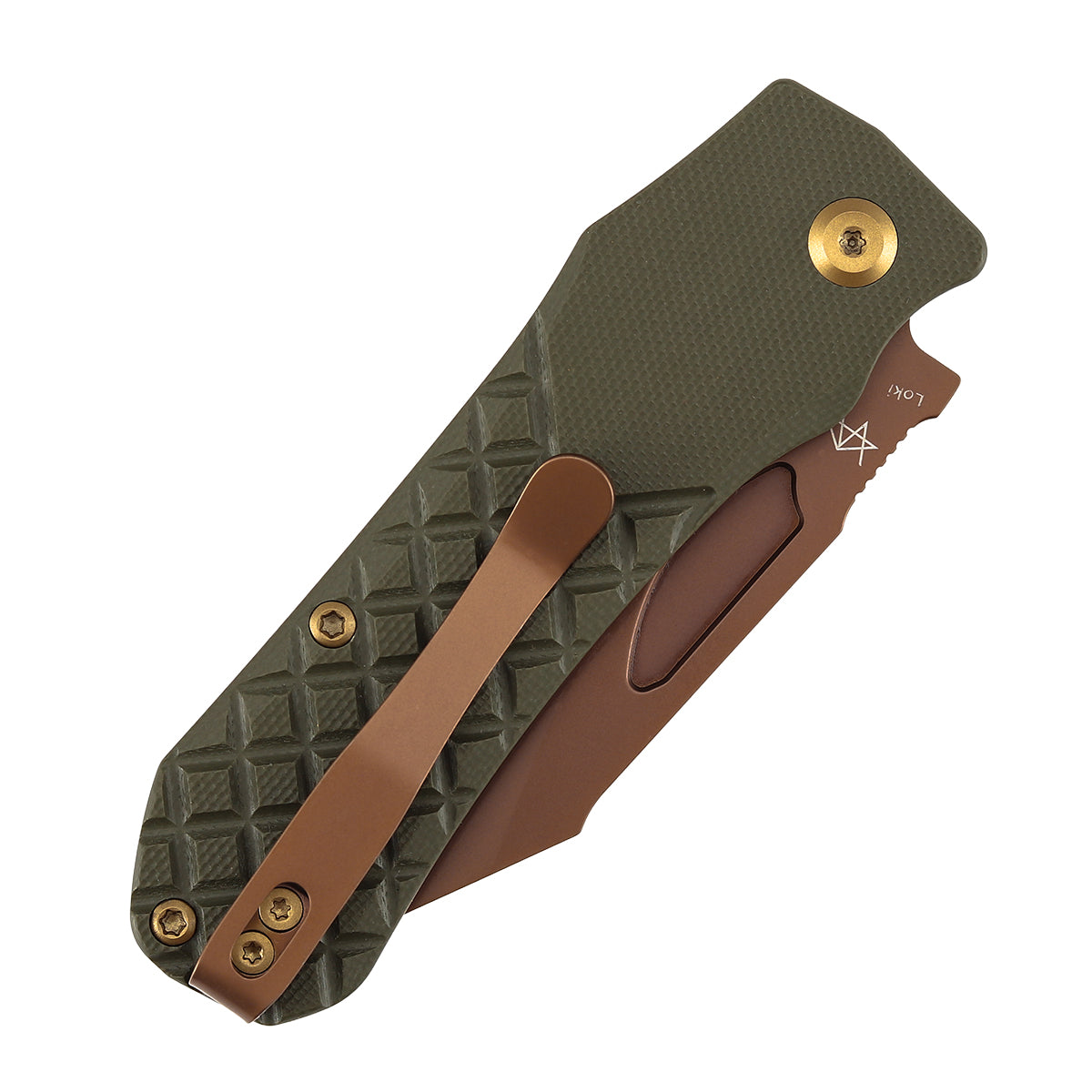 Tenable Loki Liner Lock Knife | 3.0" Rose Gold Nitro-V Blade | Olive Green G10 Handle | Steven Dunnuck Design - B1058A4