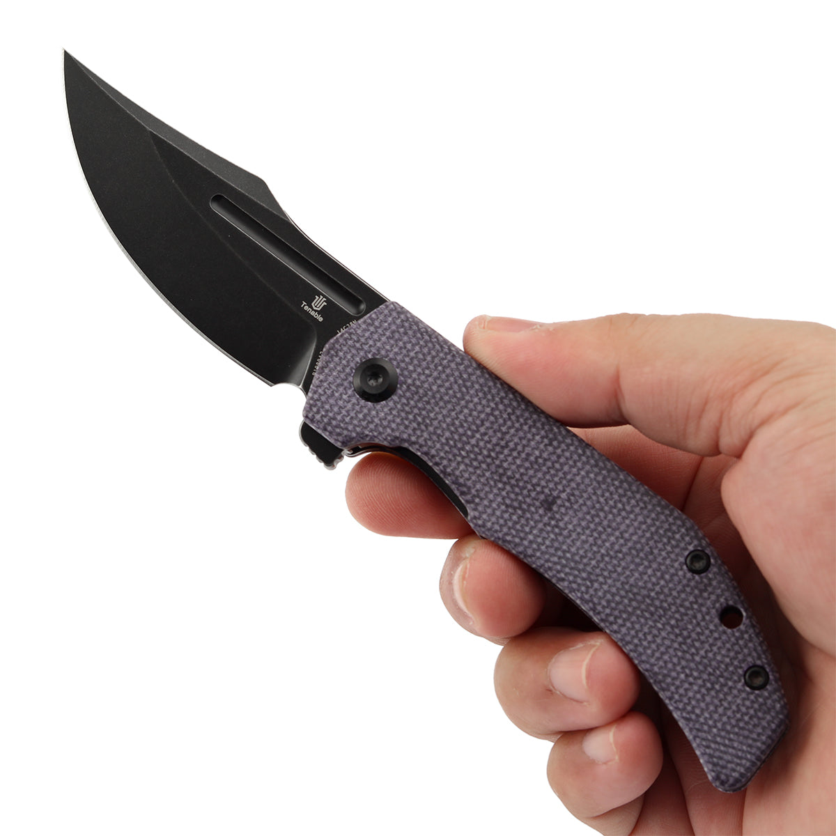 Tenable Orion Liner Lock | Purple Micarta Handle | 3.07" Blackwashed 14C28N | JB Stout Design | B1089A2