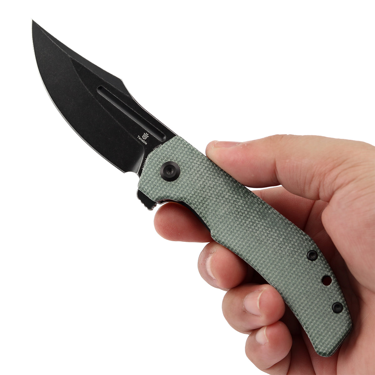 Tenable Orion Liner Lock | Green Micarta Handle | 3.07" Blackwashed 14C28N | JB Stout Design | B1089A3