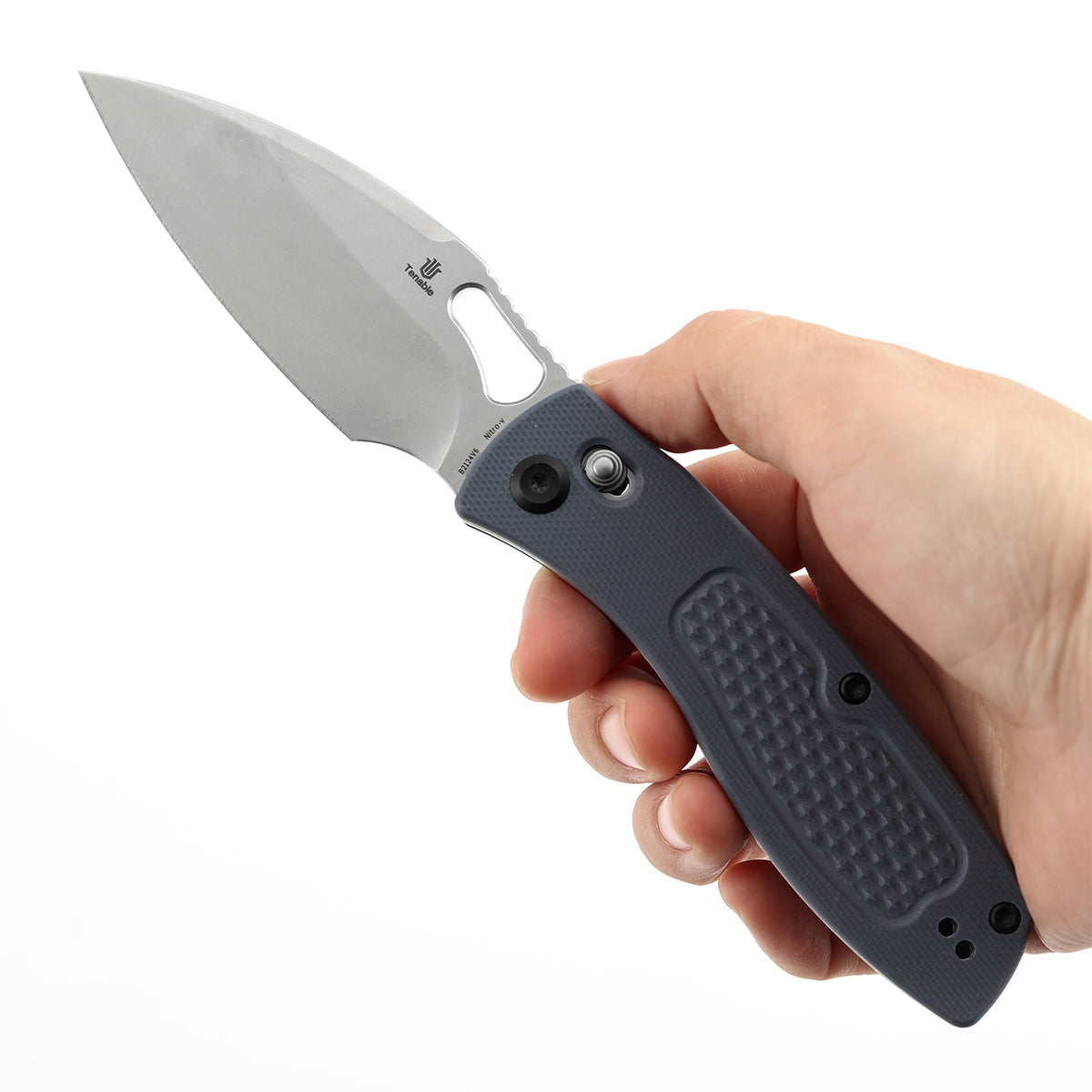 Pre Order | Heron Folding Knife - 3.13" Nitro V Blade | Gray G10 Handle with Diamond Pattern| Johan Jordaan - B2124V6