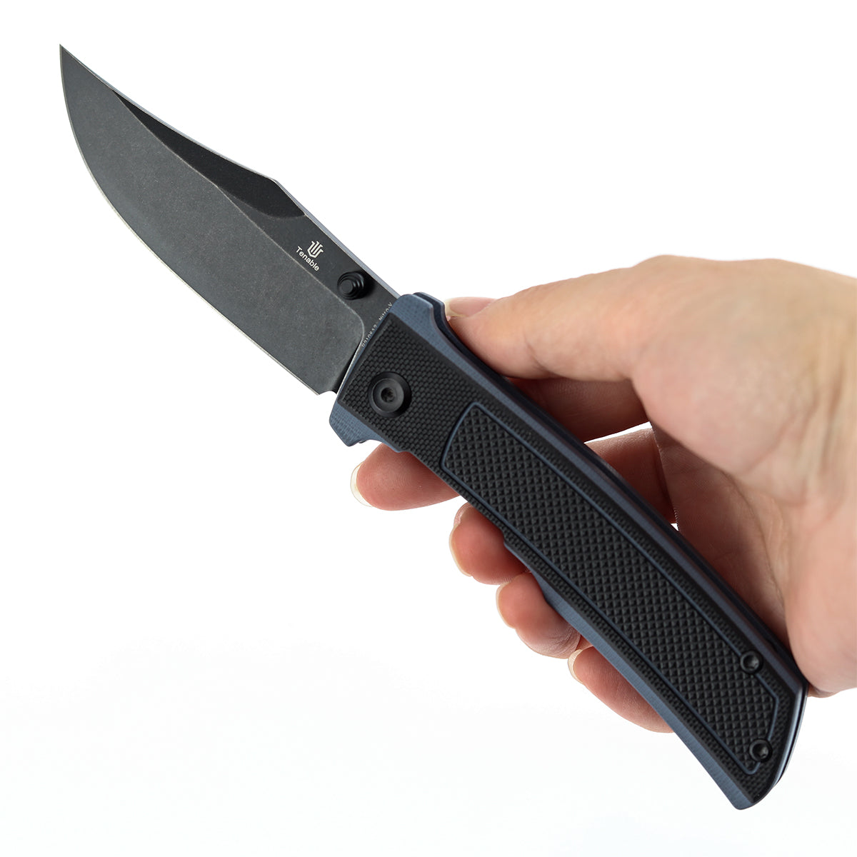 Tenable Bison Folding Knife | 3.24'' Blackwash Nitro V Blade | Black and Gray G10 with Frag Pattern Handle | Ray Laconico Knives Design | B2108A2
