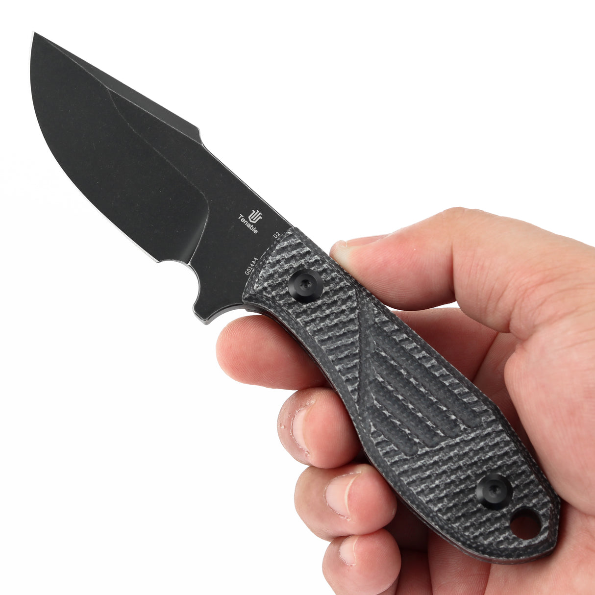 Tenable Tiny Dancer Fixed Blade – Black Micarta Handle – 3.17" Blackwash D2 Blade – JB Stout Design – G014A4