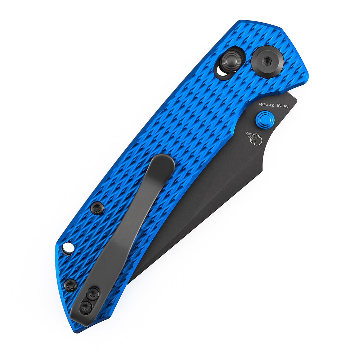 Tenable Fenrir Cross Bar Lock Folding Knife| 3.48'' Gray TiCn Coated Nitro V Blade | Blue Anodized Aluminum with Diamond Pattern Handle | Sparrow Knife Design| T1034V15