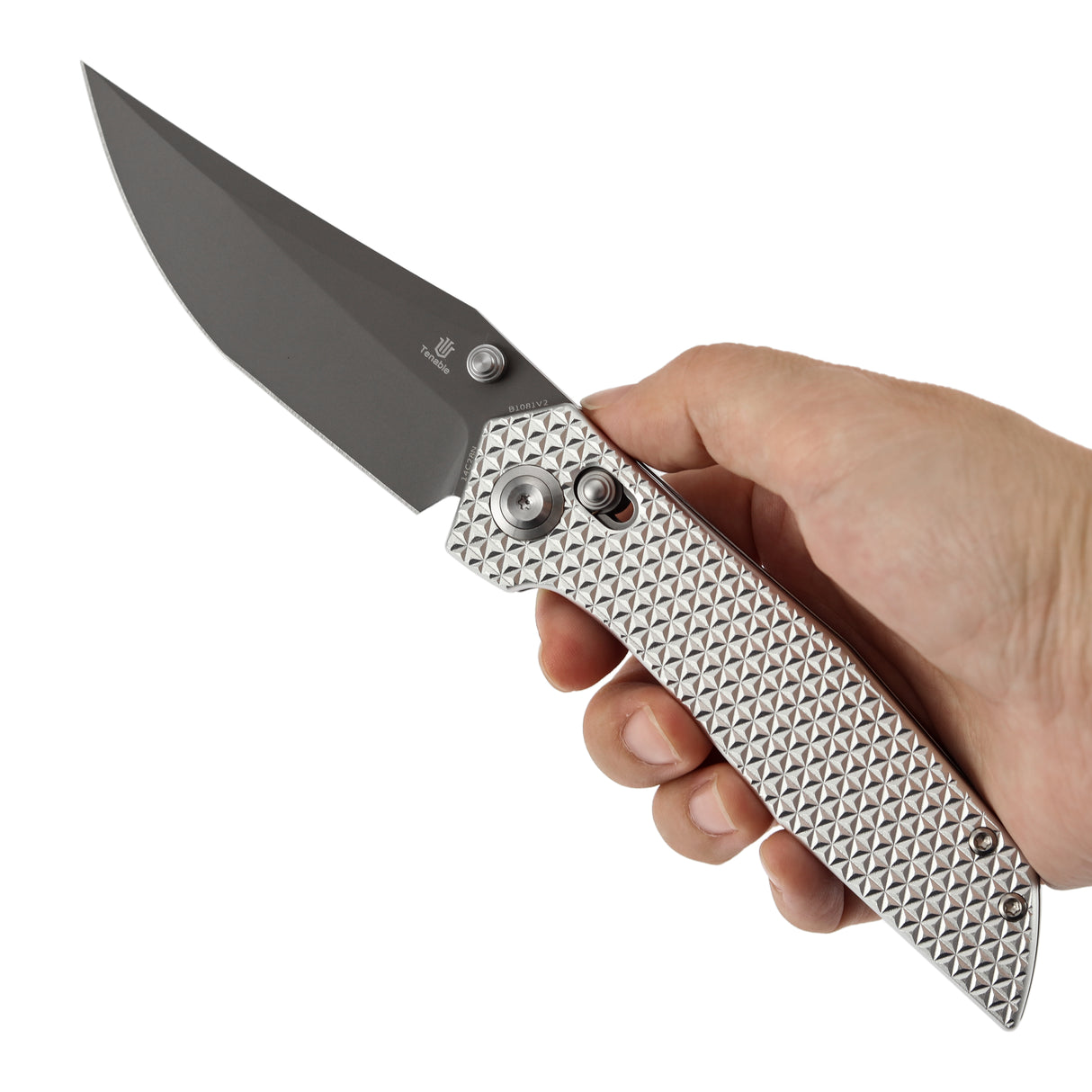 Tenable Deadite Cross Bar Lock Knife | 3.52" Gray TiCn Coated 14C28N Blade | Silver Aluminum Handle | TuffKnives Design - B1081V2