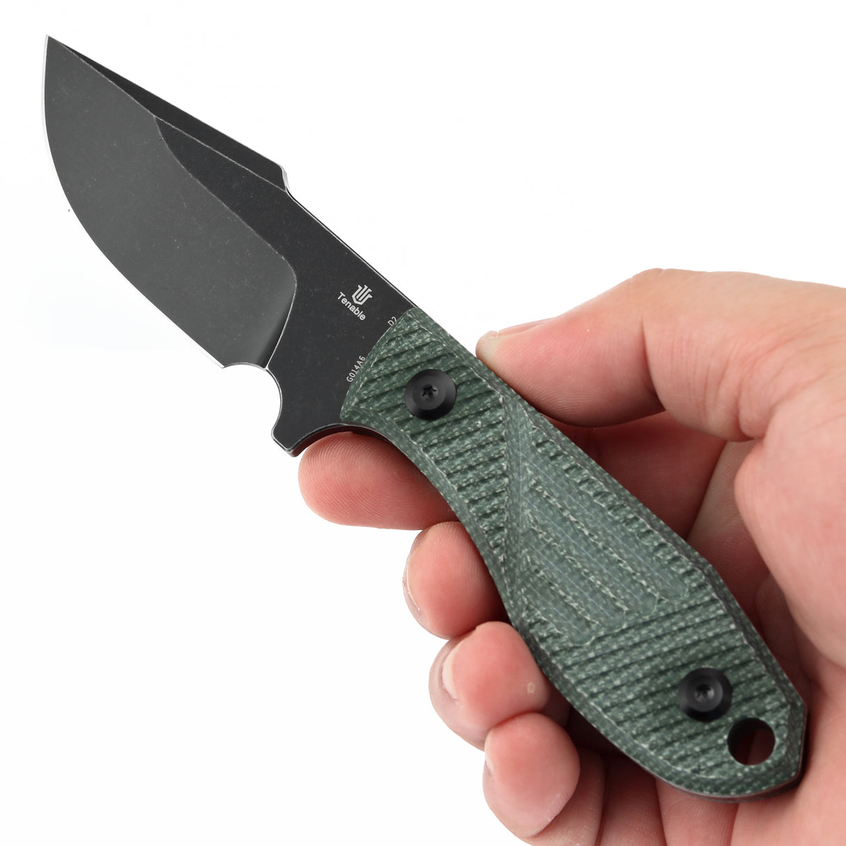Tenable Tiny Dancer Fixed Blade –Green Micarta Handle – 3.17" Blackwash D2 Blade – JB Stout Design – G014A6