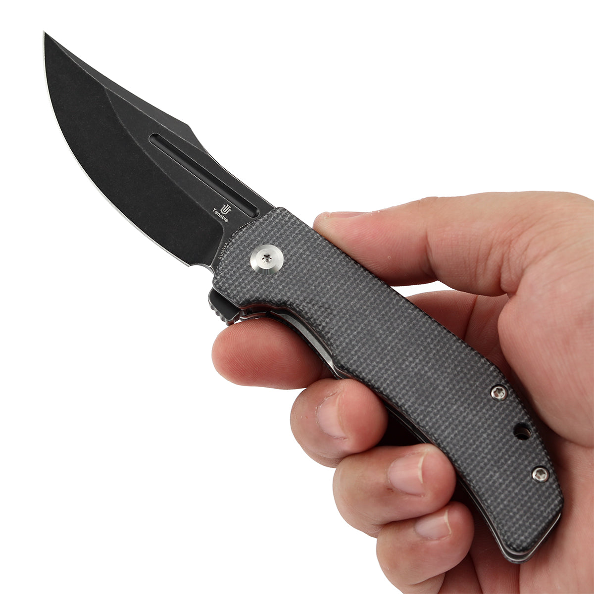 Tenable Orion Liner Lock | Black Micarta Handle | 3.07" Blackwashed 14C28N | JB Stout Design | B1089A4