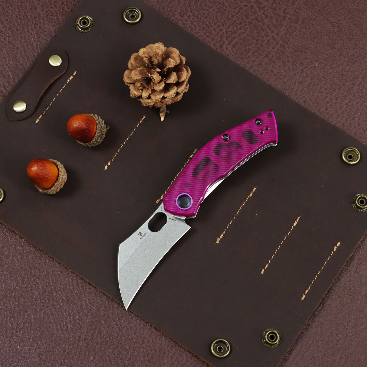Tenable Osprey Folding Knife | 2.22" Stonewashed Nitro-V | Purple PC Handle | Triple Stripe Knives Design - B2087A1