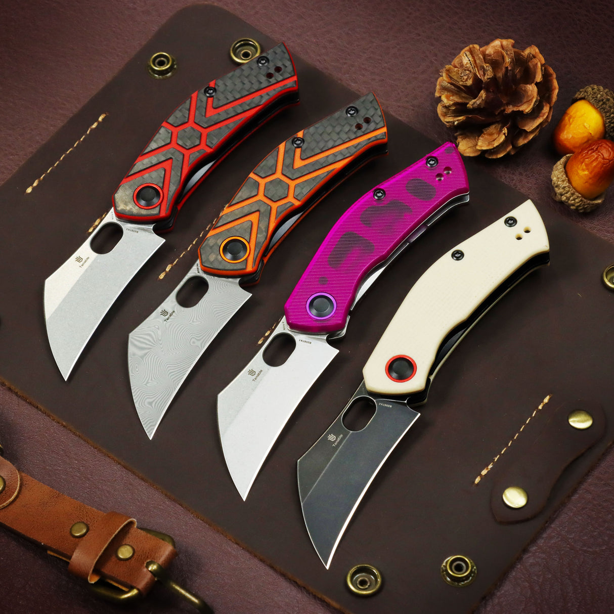Tenable Osprey Folding Knife | 2.22" Stonewashed Nitro-V | Purple PC Handle | Triple Stripe Knives Design - B2087A1