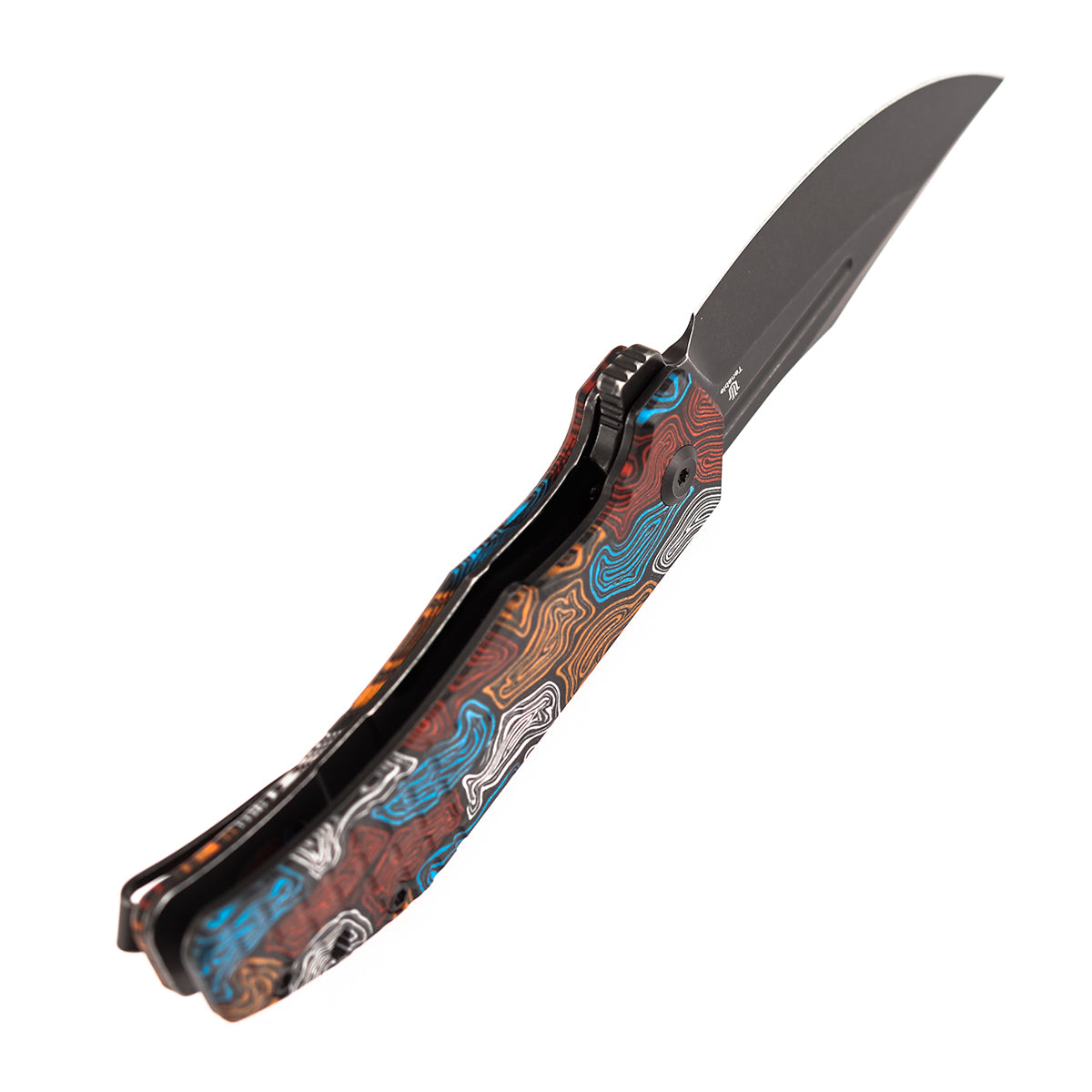 Tenable Orion Liner Lock | Multi-color Topo G-mascus Handle | Blackwashed 14C28N | JB Stout Design | B1089A7