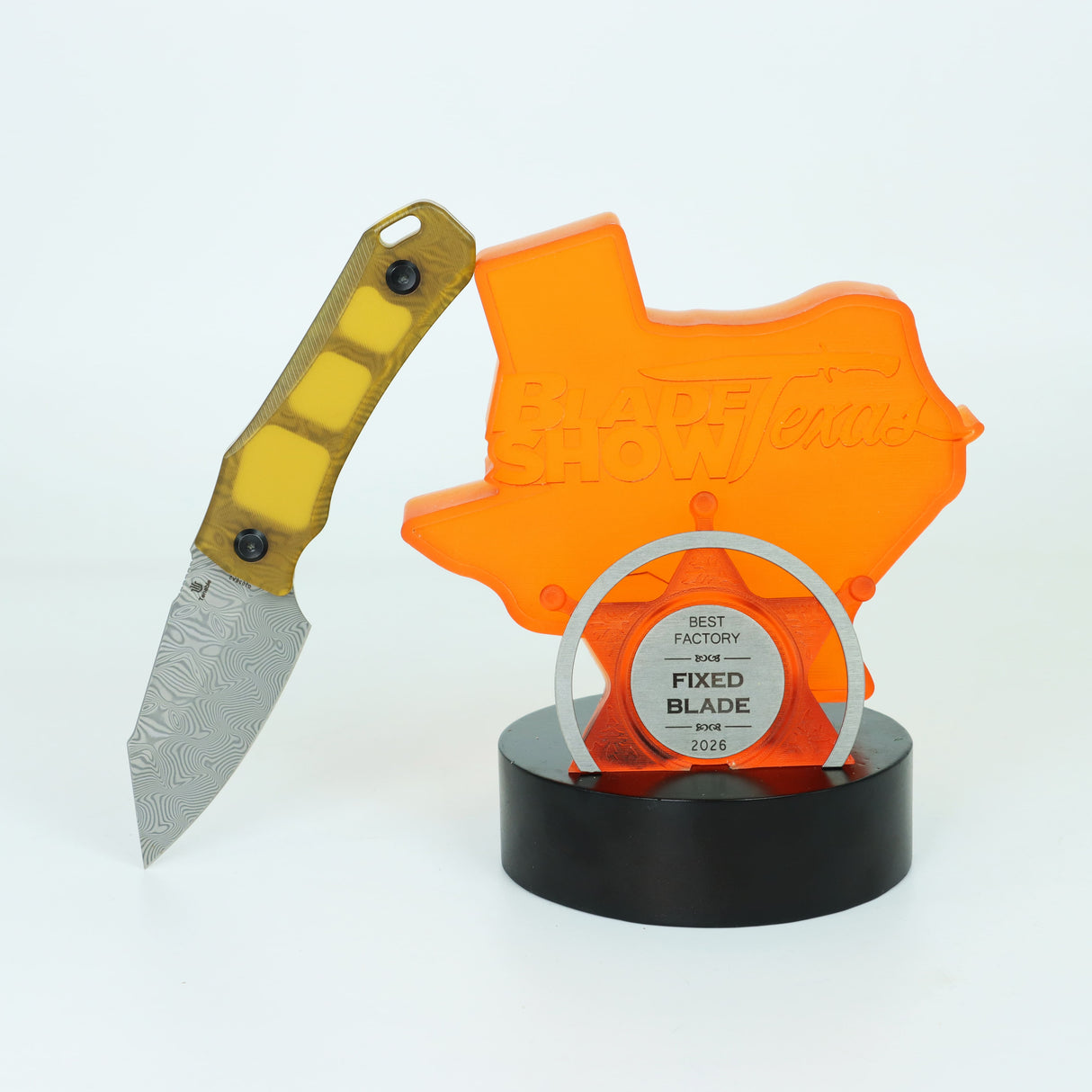 Tenable Loki Fixed Blade Knife | 2.99" Damascus Blade | Amber PEI/Ultem Handle | Steven Dunnuck Design | G1058A2